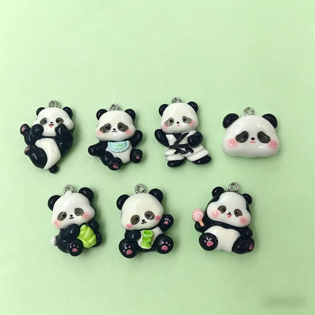 10Pcs Cute Kung Fu Panda Resin Charms, Sports Animal Pendants for Jewelry Making