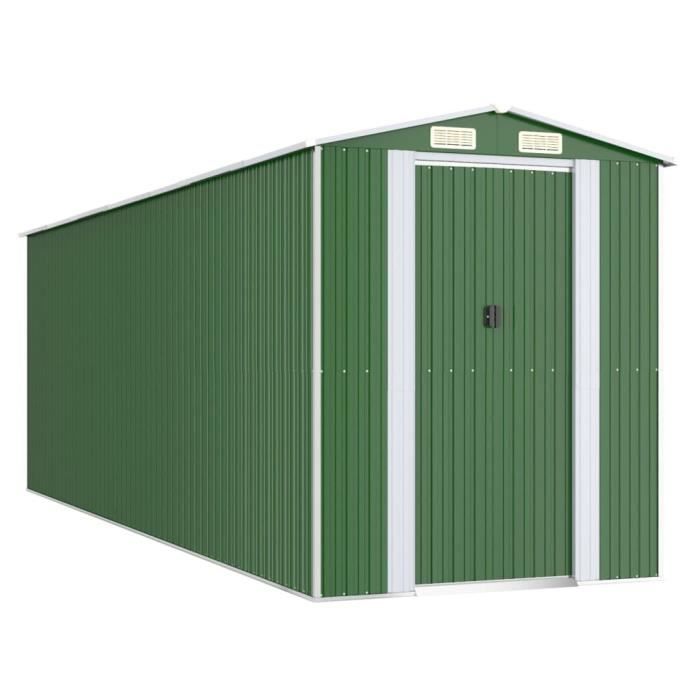 3147432 vidaXL Abri de jardin Vert 192x606x223 cm Acier galvanisé