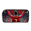 Black Football Star CR7 Pattern Pencil Bag with Zipper Canvas Fabric Stationery Organizer for Schools and Offices