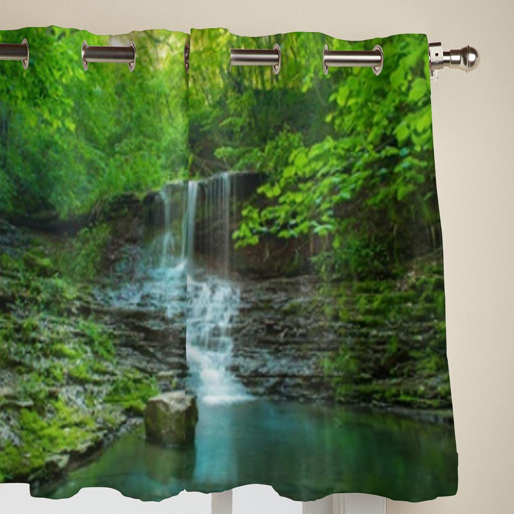 Beautiful Mountain Rainforest Waterfall Window Curtains For Living Room Luxury Bedroom Decor Drapes Kitchen Window Treatments