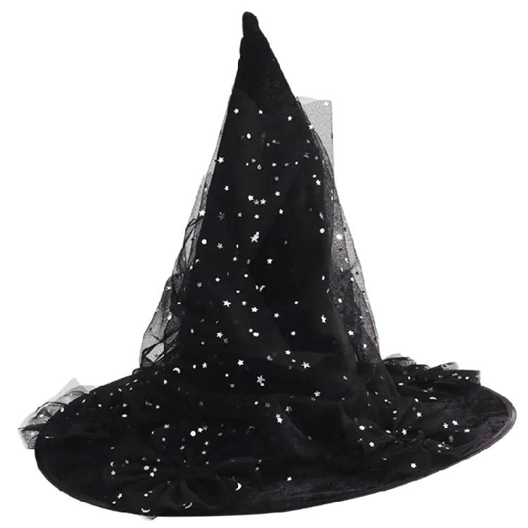 Halloween Lace Witch Hat Unique Star Tulle Wizard Unique Costume Cosplay