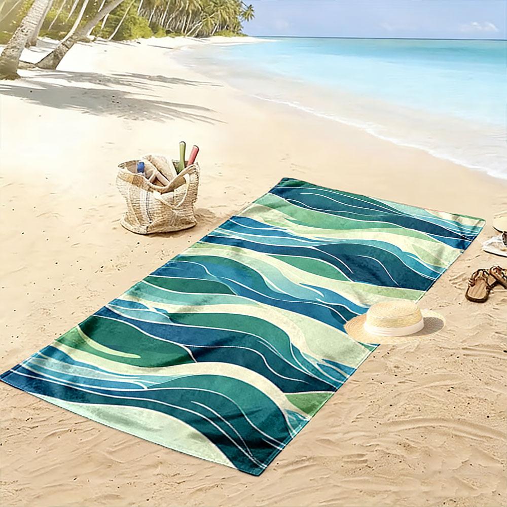 Ocean Wave Pattern Beach Towel Beach Towel Quick-drying for Travel Outdoor Sports Jogging Beach and Swimming