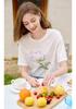 Fragrant Shadow Dopamine Printed White T-shirt for Women, 2026 Summer New Edition, Lyocell Loose Casual Short Sleeve Thin Top