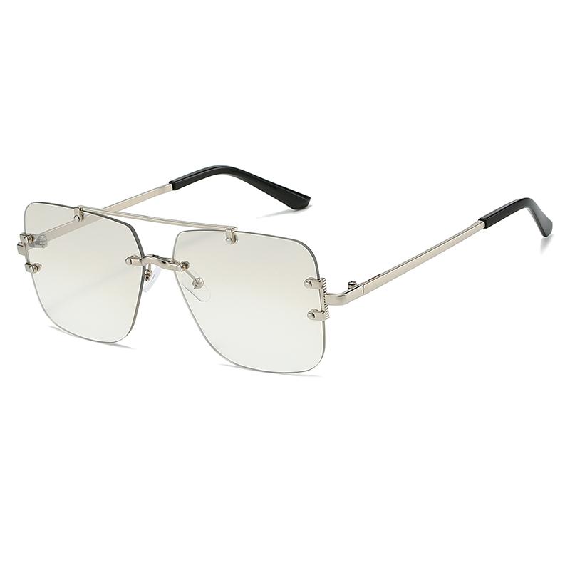 Rimless Double Bridge Sunglasses Men Brand Sun Glasses Women Vintage Fashion Square Shades Male Female Gradient UV400 Eyewear