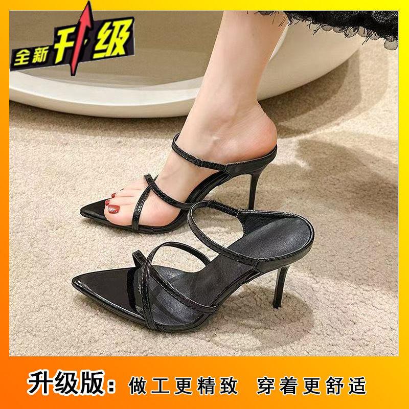 

Fish mouth high heels stiletto temperament 2025 spring and summer pointed stiletto empty sandals sexy open-toed wear cool slippers 43