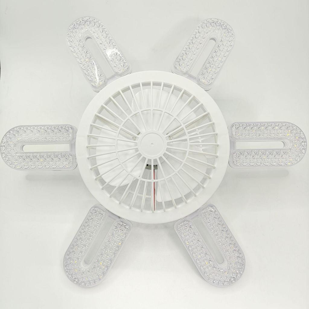 Crystal Style Dimmable LED Fan Light with Remote Control, E27 Screw Base for Home, Bedroom, and Dormitory.