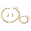 Middle East Bridal Jewelry Set: Pearl Earrings, Necklace & Bracelet