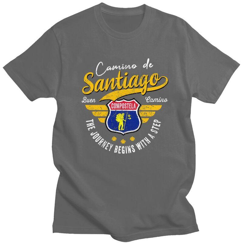 Custom Fashion Buen Camino De Santiago T Shirts Men Short Sleeve Tshirts Streetwear Tee 100 Cotton Slim Fit Tshirts Gift