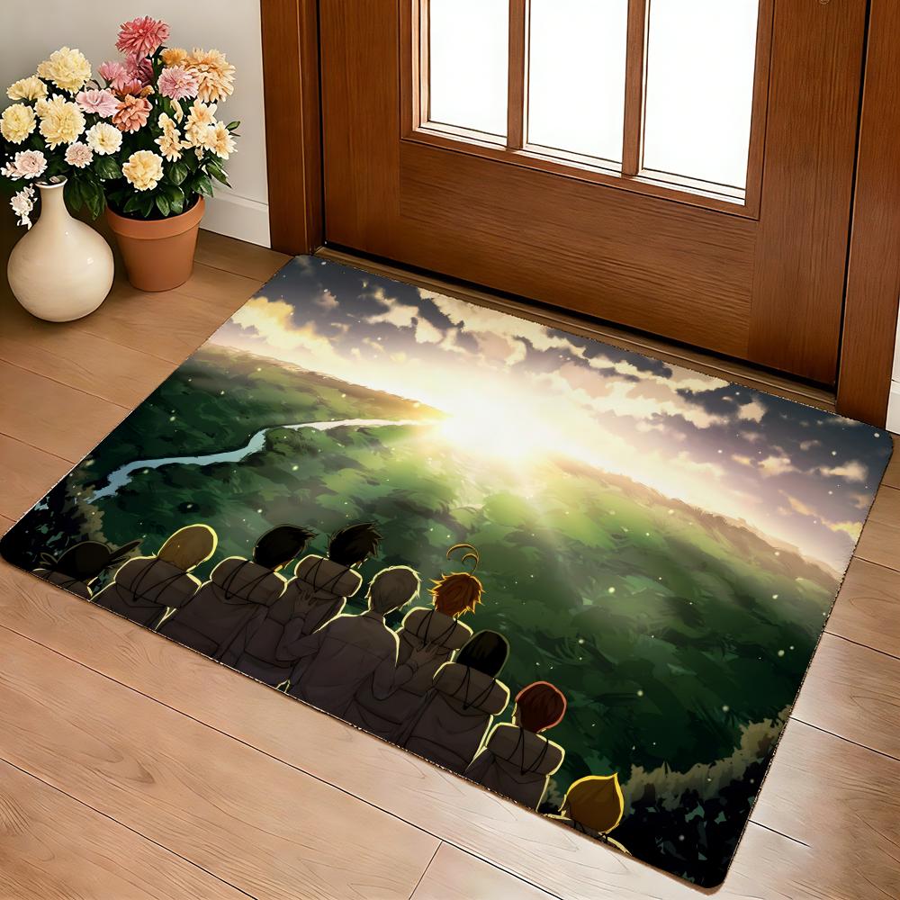 Retro Anime The Promised Neverland Floor Mat Cozy Flannel Soft Thick Non-Slip Mat For Living Room Bedroom Kitchen Decor Rugs