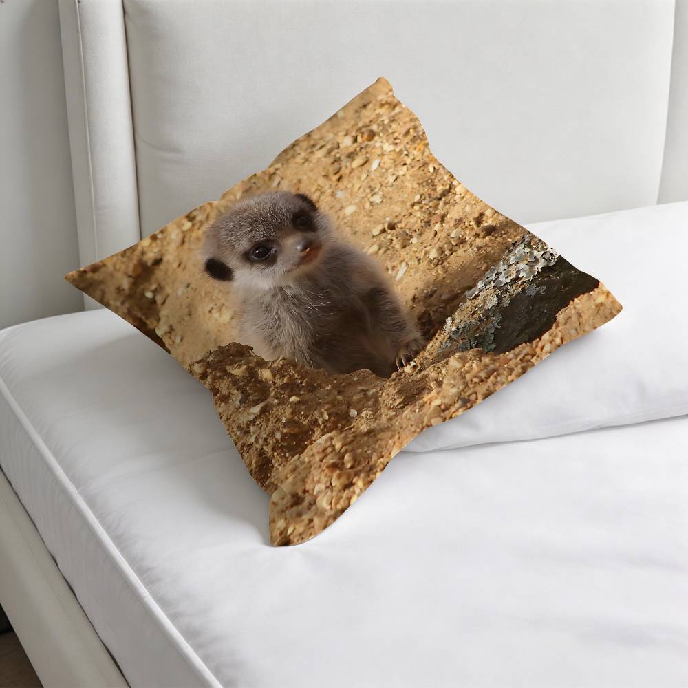 Cute Baby MMeerkat Fashion Square Pillow Case Durable Throw Pillow Cover for Sofa Couch Chair