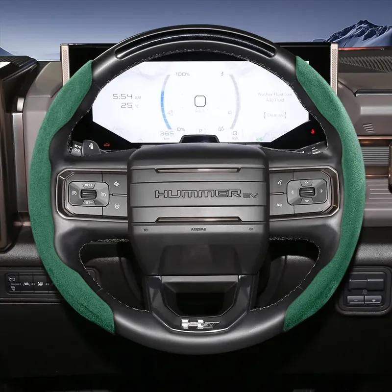 Suitable for Gmc Sports Suede Steering Wheel Cover, Split Snap-On Anti-Slip Cover for Models Such as Sierra 1500 Hd, Yukon,