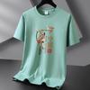 Peking Opera 10 Colors Pure Cotton Men T-shirt Round Neck Short Sleeve Loose Mans Tee Shirt Large Size S-6XL