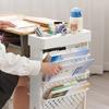 Scaffale Stretto Libreria Tavolo Scaffale con Ruote Laterali Rimovibile a Pavimento Libreria Multi Piano per Dormitorio con Ruote Accessori per la Casa