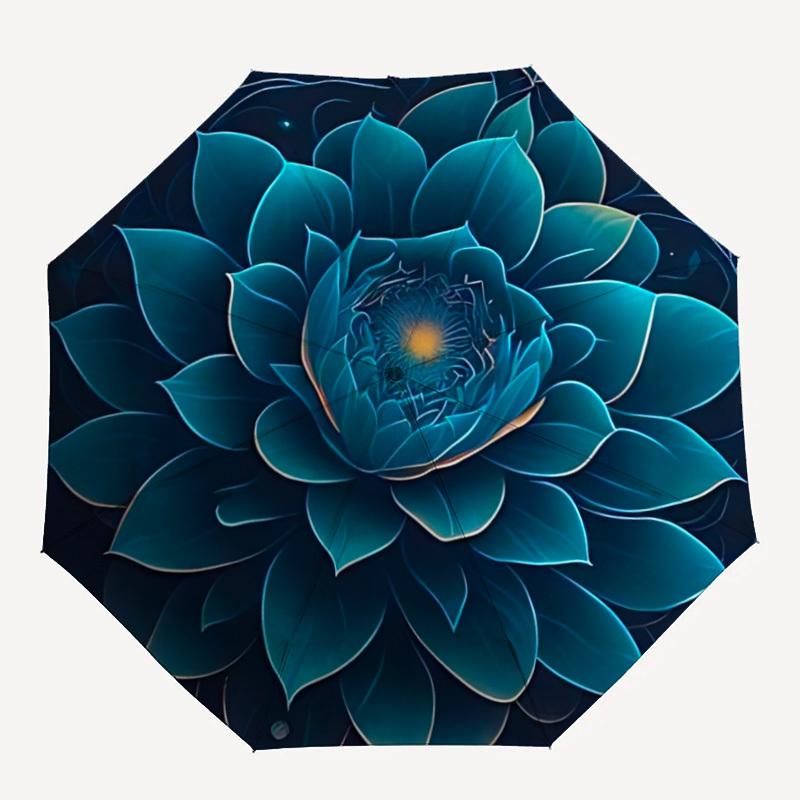

1pc Lotus Flower PrintAutomatic Folding Umbrella, Portable & Foldable Design with 8 Ribs, Casual Outdoor Accessory yy250804178