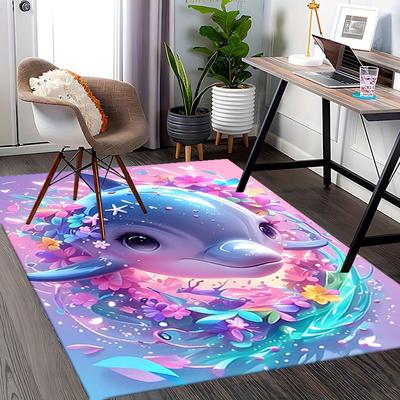 1pc Anime Dolphin Chair Mat - Festival Gift, Non-Slip Carpet for Office Chairs, Seasonal Decor, Suitable for Home and Game Room.H083