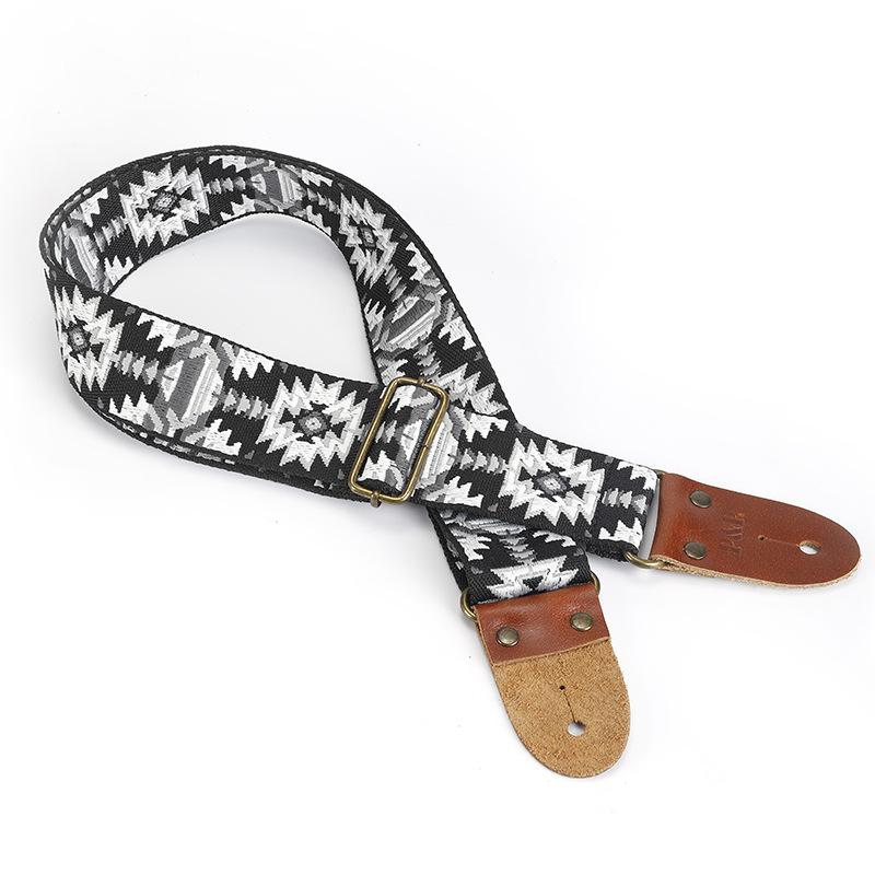 Guitar Strap, New Genuine Leather, PP Top Layer Cowhide, Thickened Leather Head Woven Ethnic Electric Guitar Bass, Stress Relieving