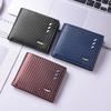 Men's Multi Functional Wallet Carbon Fiber Pattern Triple Fold Wallet Men's Card Bag
