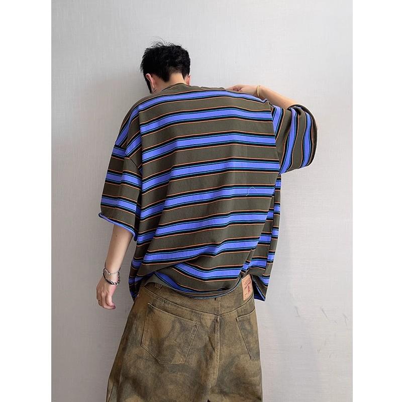 Cotton Short Sleeve T Men's T-shirt Ins Trendy Hip-Hop Style Crew Neck Base Shirt Summer