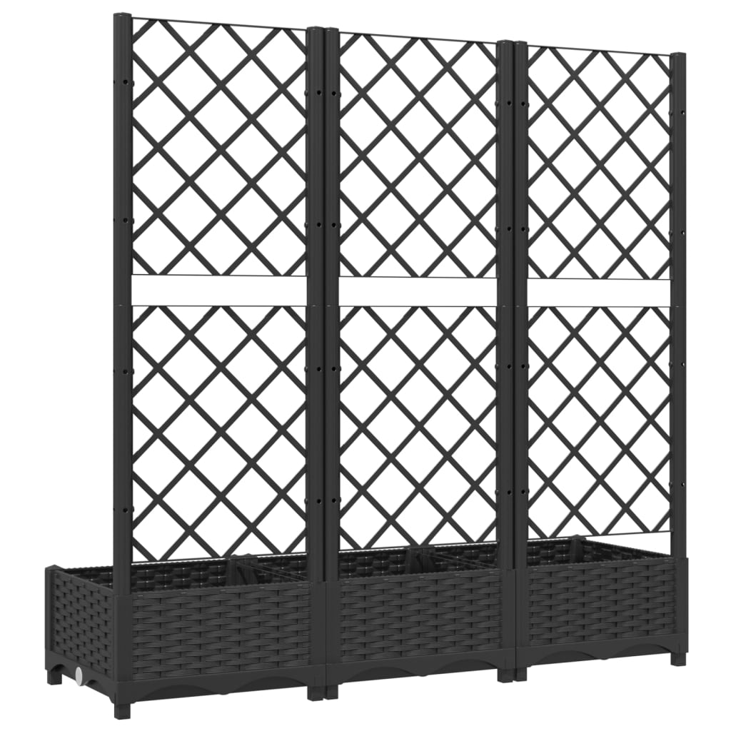 Vidaxl Garden Planter With Trellis, Black, 120X40X121.5 Cm, Pp