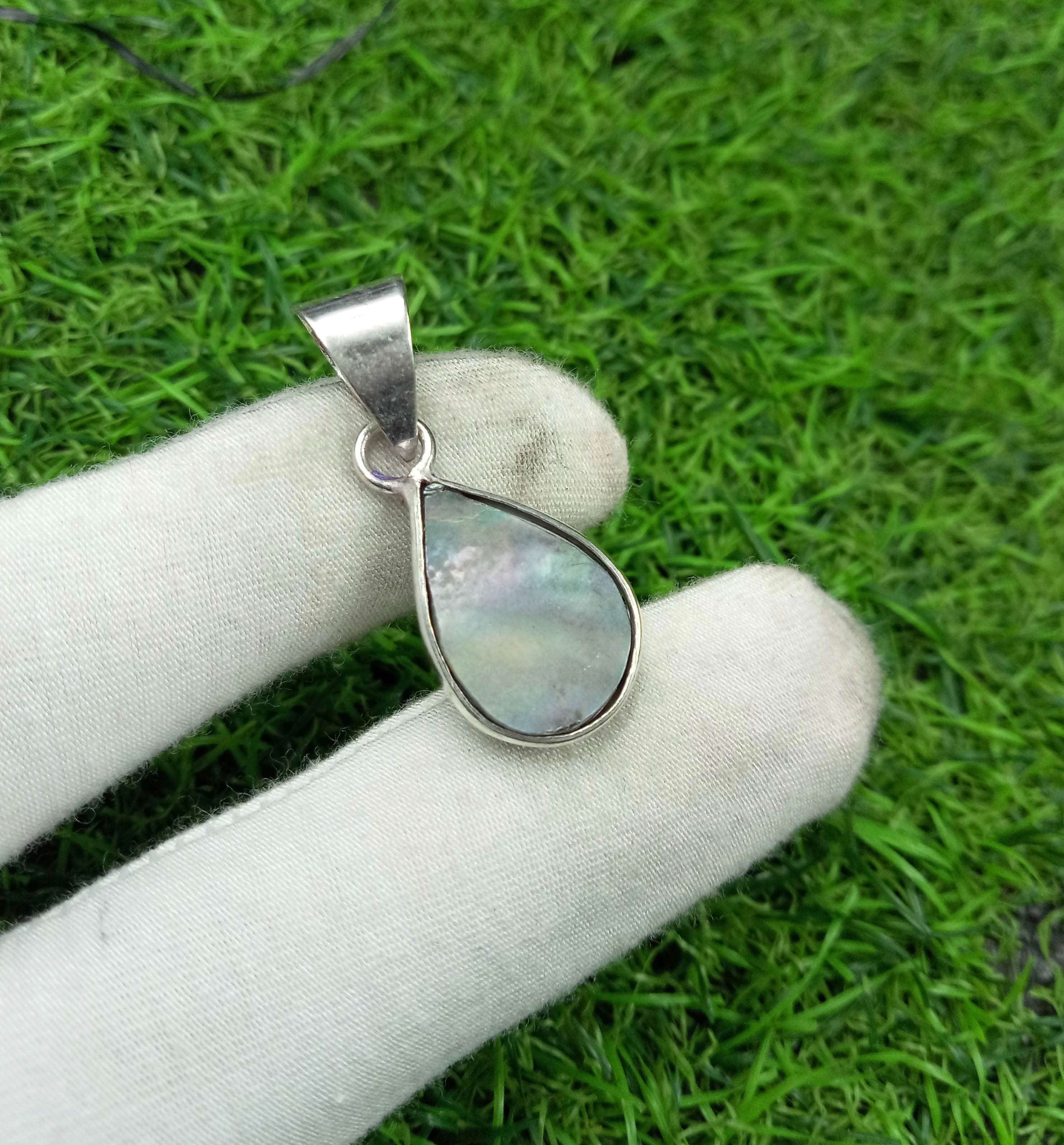 

Abalone Shell Gemstone 925 Sterling Silver Plated Bezel Pendant DEP-619