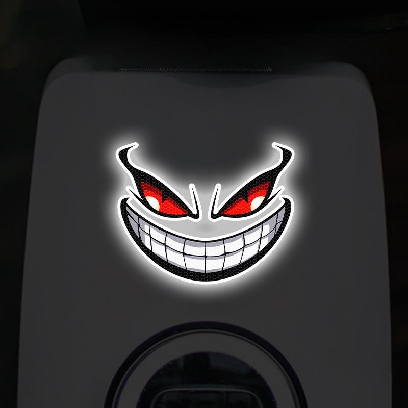 Devil Eye Motorcycle Sticker Front Body Side Decoration Waterproof Reflective Eye Sticker Rear Warning Sticker