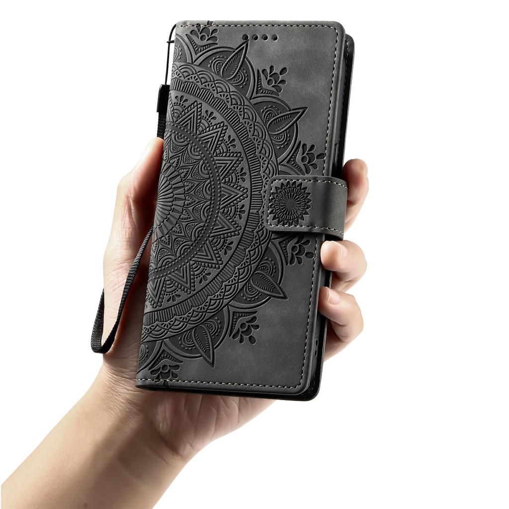 For Samsung Galaxy S25 Edge Case Card Slots Geometry Imprint Leather Phone Cover