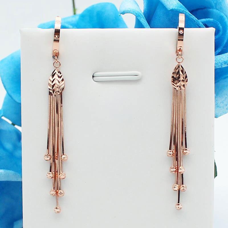 Exquisite Purple Gold Color Gold Fashion Personality High Versatile Light Luxury Design Rose Gold Snake Bone Fringed Earrings Women