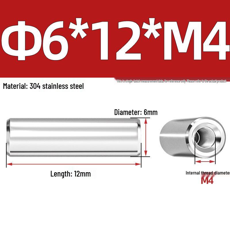 Pin Cilindric din Oțel Inoxidabil 304 cu Filet Interior M4/M6/M8 și Orificiu - Coloană de Suport și Ghidare