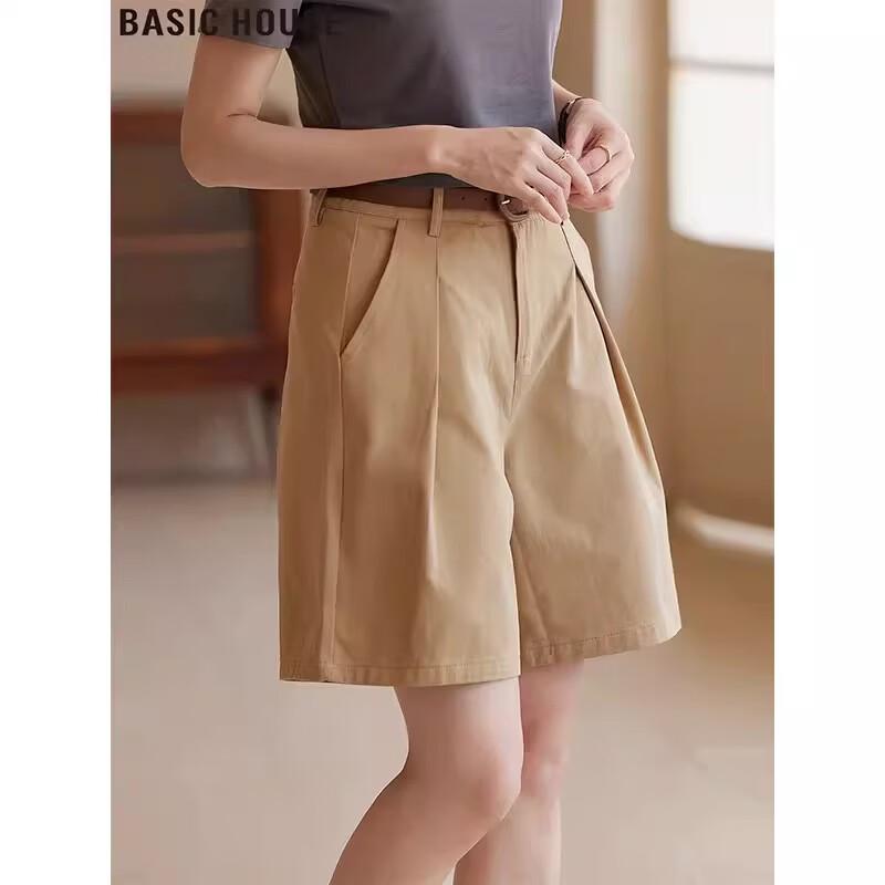 Basic House Women s High-Waist Cargo Bermuda Shorts