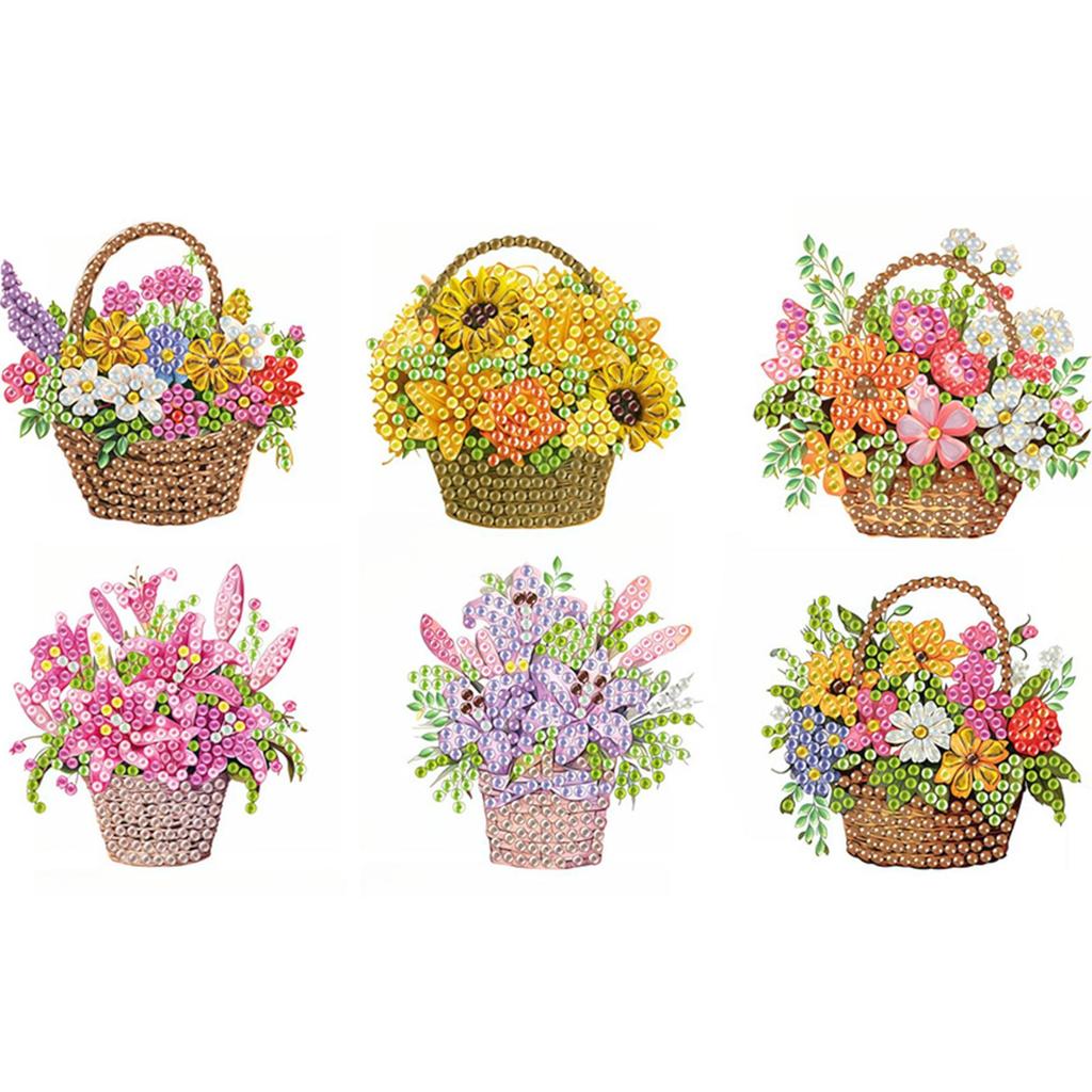 6 Pcs Flower Insect DIY Diamond Painting Magnet Refrigerator Diamond Art Magnets Decals for Fridge Whiteboards Car Mailbox Decor