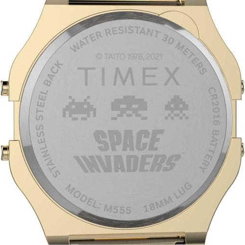 Timex T80 x Space Invaders 34mm Quartz Stainless Steel Strap Gold 18 Casual Watch (Model: TW2V30100YB)