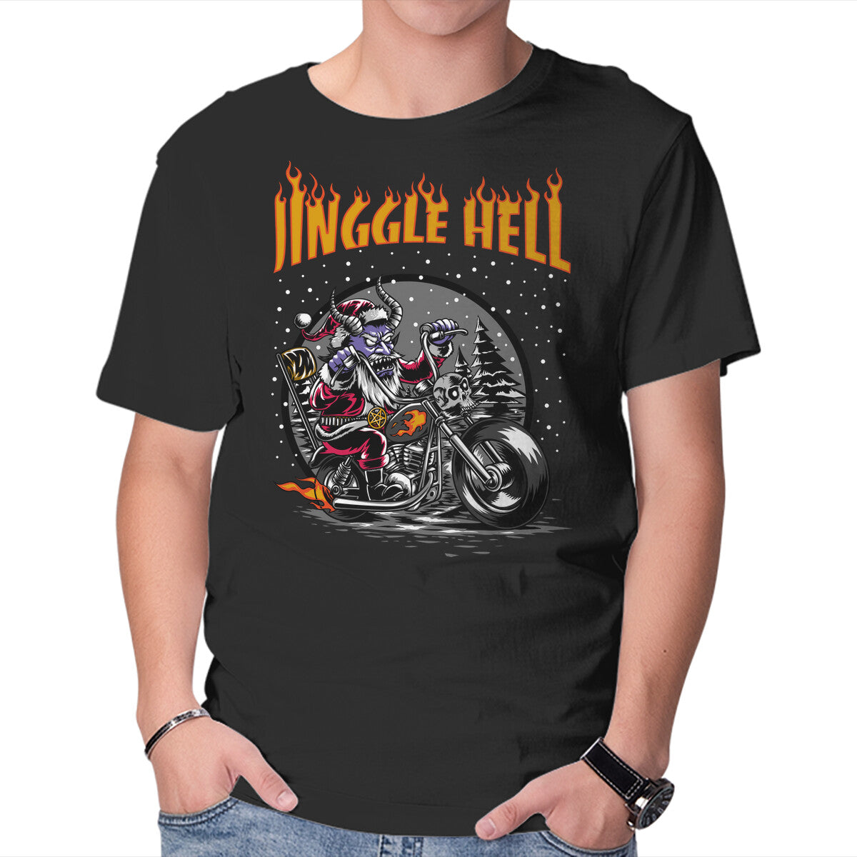 Unisex Crew Neck T-Shirt Jinggle Hell Graphic Short Sleeve Casual Tee XXXL