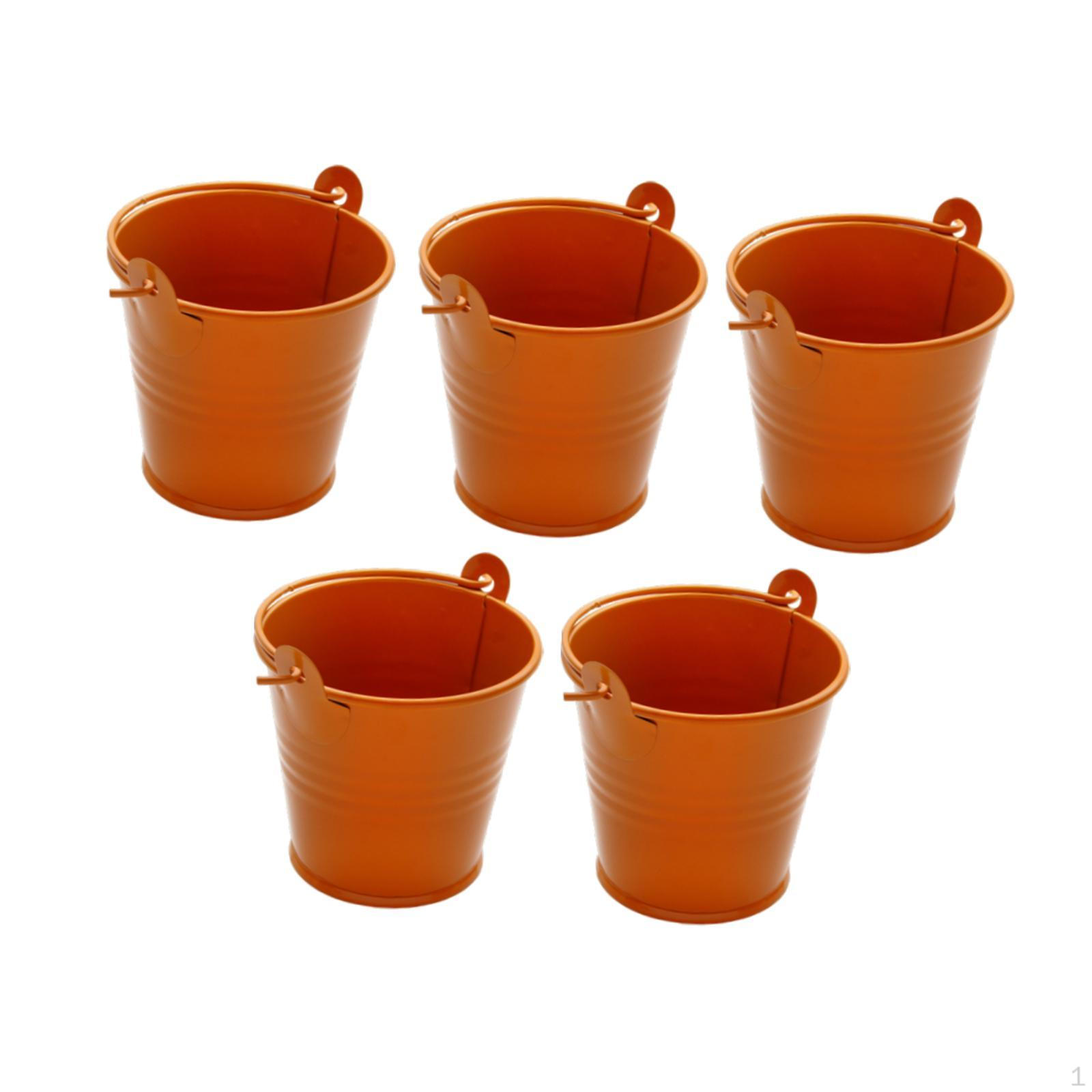 

Набор из 5 оцинкованных металлических ведер, Декоративный центральный элемент для стола, Домашний декор, Организация, Прочный оранжевый