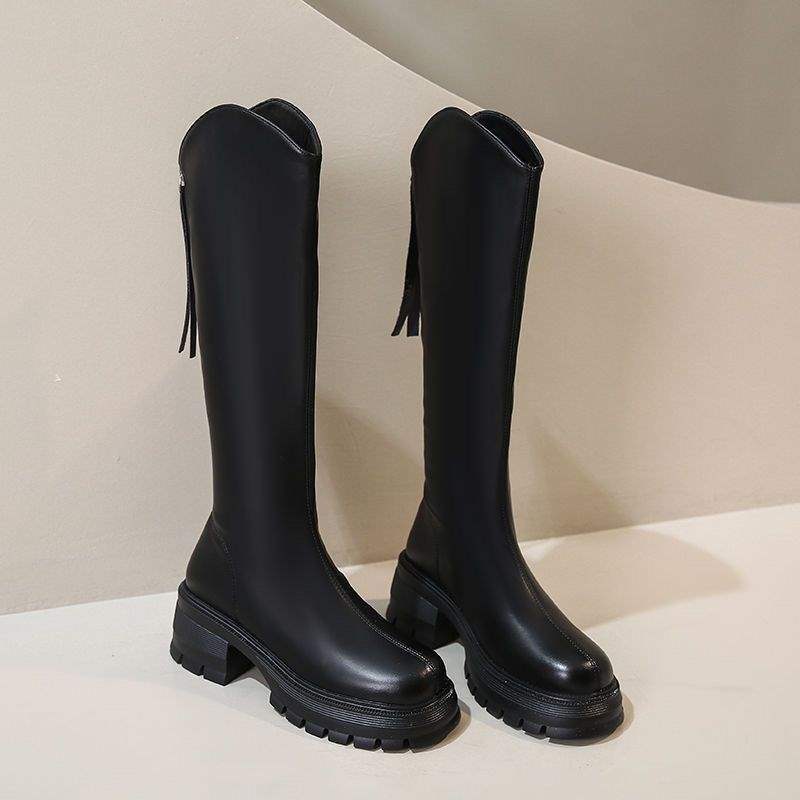 Small Thick-soled Boots Women's 2025 Autumn Velvet But Knee-high Knight Boots Boots Boots Women's Autumn and Winter Boots