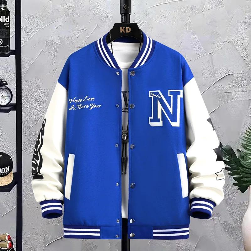 

Spring and Autumn Men s Loose-fit Men s Baseball Jacket Couple Costume for Men XXXL синій