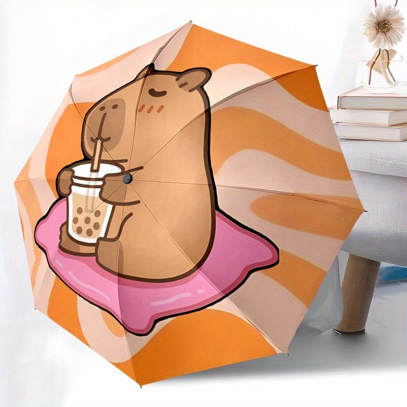 1pc Capybara Pattern Automatic Umbrella 8-Bone Design Compact Gear for Outdoor Travel, Perfect Holiday Gift Y250827057