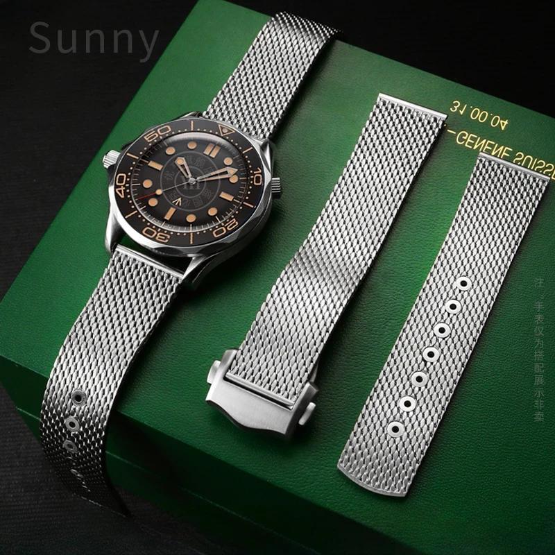 For Omega 007 Flawless Death 210.90 Seahorse 300 Ghost Party Rose Gold Fine Steel Watch Strap Men's Comfortable Bracelet