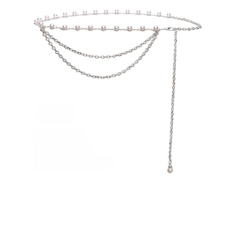 Catena da Vita Multistrato Stile Piccolo Profumo con Decorazione di Perle per Abiti e Pantaloni da Donna