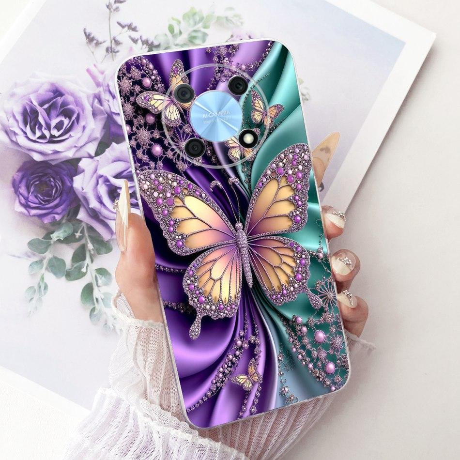 For Huawei Nova Y90 Y91 Cute Flower Butterfly Cat Painted Case For Huawei NovaY90 NovaY91 Soft Silicone TPU Phone Cases