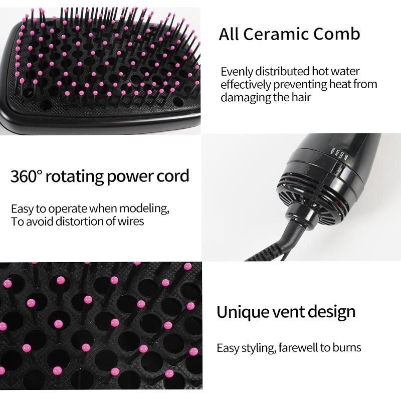 New Arrival 2 in 1 Multifunctional Hot Air Brush Comb Straightener Tangle-free Hair Dryer Brush