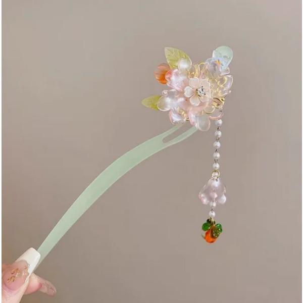 Horquilla de Flores de Lujo Ligero Para Mujer Estilo Chino Floral Mariposa Borla Palillo para el Cabello Elegante Joyería de Metal Horquilla Pinzas para el Cabello