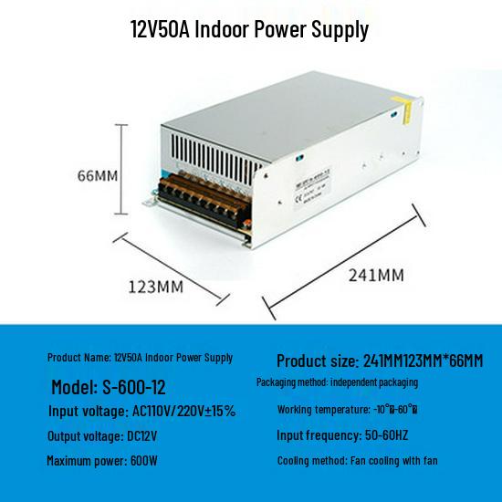 220V To 12V/24V/5V DC Power Supply for LED Strip Lights - 5A/10A/30A, 60W Transformer