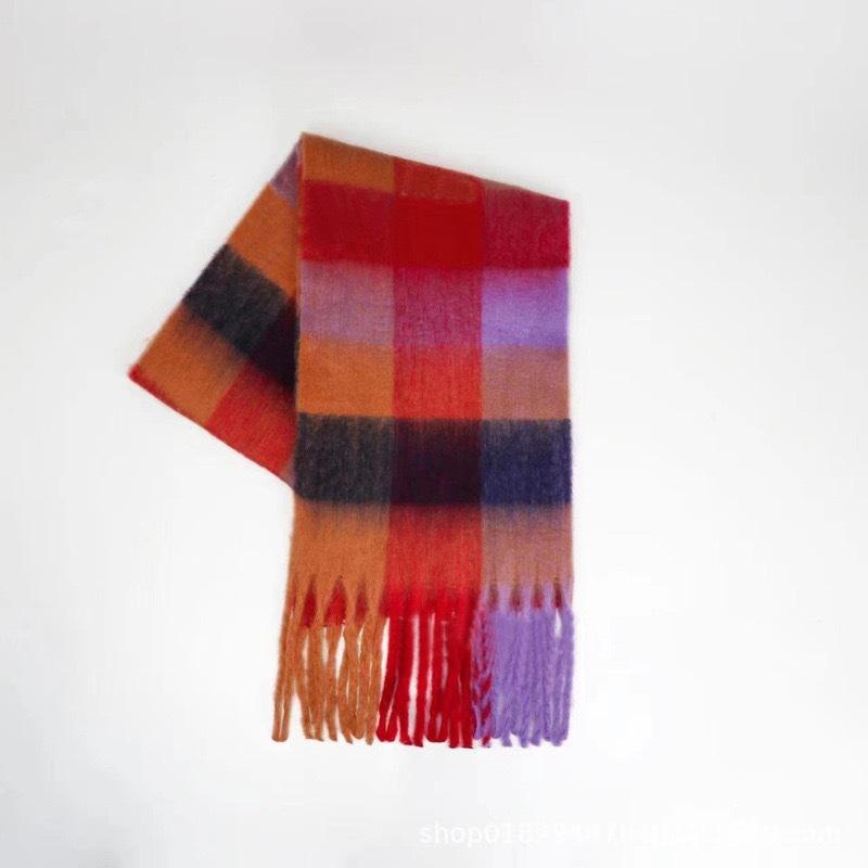 New AC plaid mohair scarf soft waxy warm scarf autumn and winter imitation cashmere shawl women