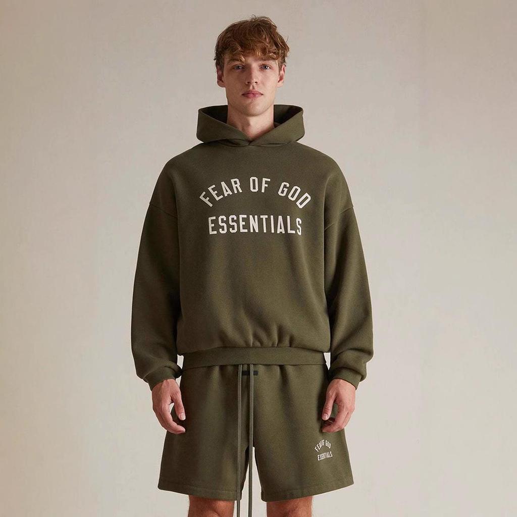 2024FW Essentials Geprägter Schwerer Fleece-Hoodie