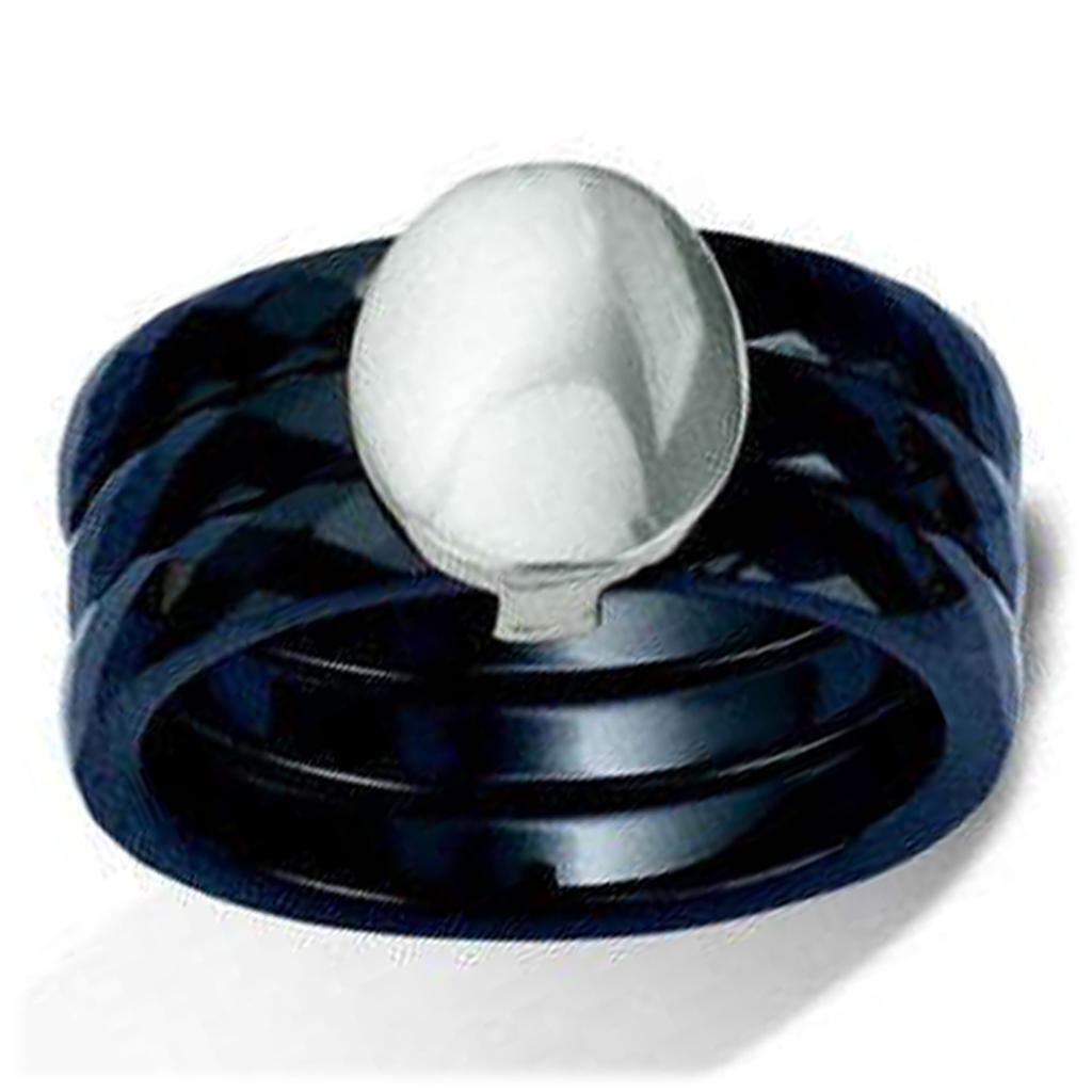 Silver Ring 'Choreography' Black Ceramic Silver (rhodium) - 11 Mm