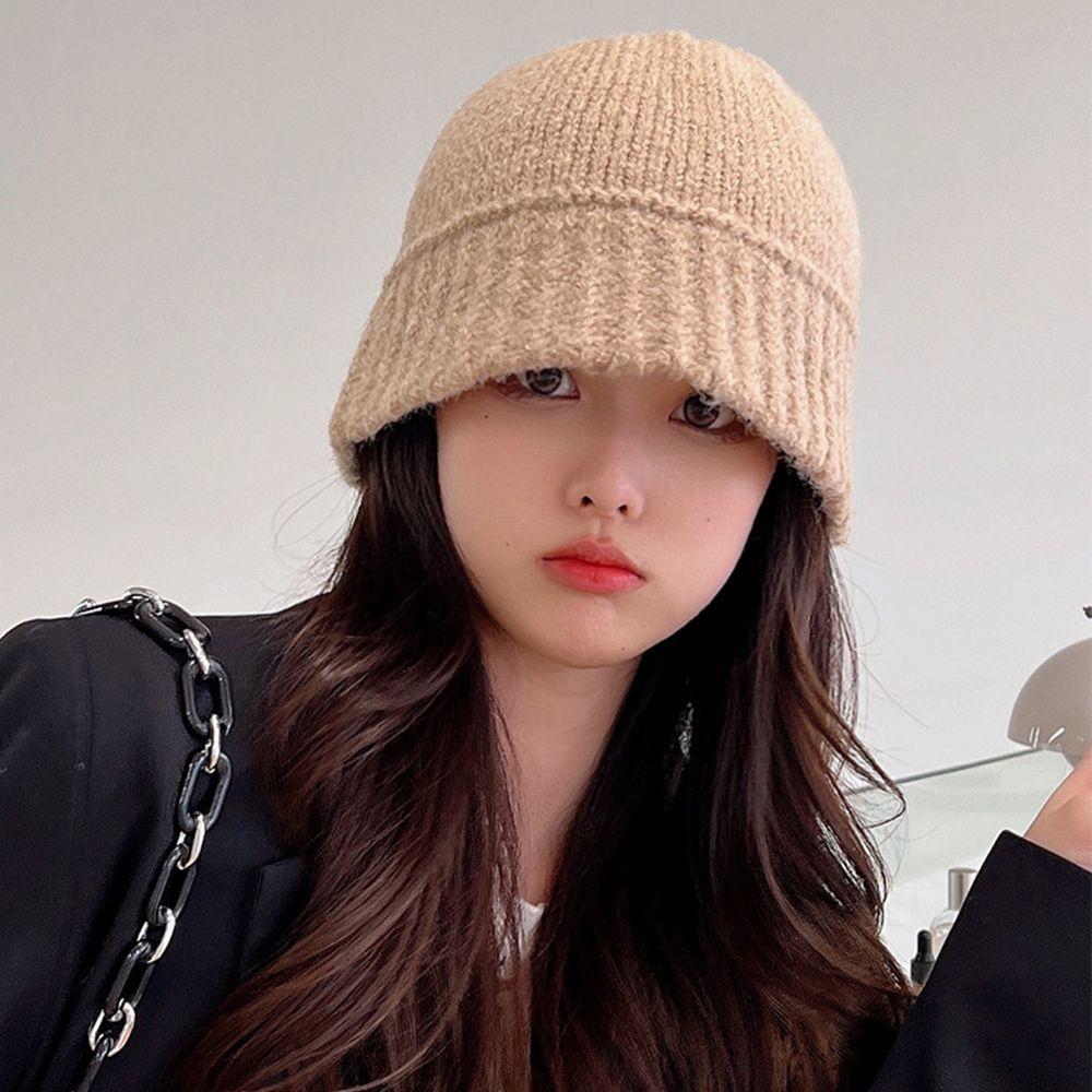 Outdoor Sunscreen Cap Autumn Winter Hat Fisherman Bucket Hat Korean Style Cap Knitting Wool Cap