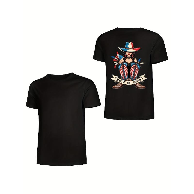 European Sizes Men's Patriotic Independence Day T-Shirt -Back Print - American Flag Graphic Tee - Machine Washable Casual Top