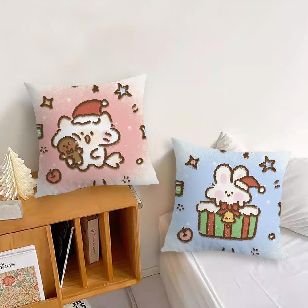 Christmas Cartoon Cat Snowy Day cushion cover Pillow Cover Decoration Room Home Sofa living Office Car Nordic Simplicity