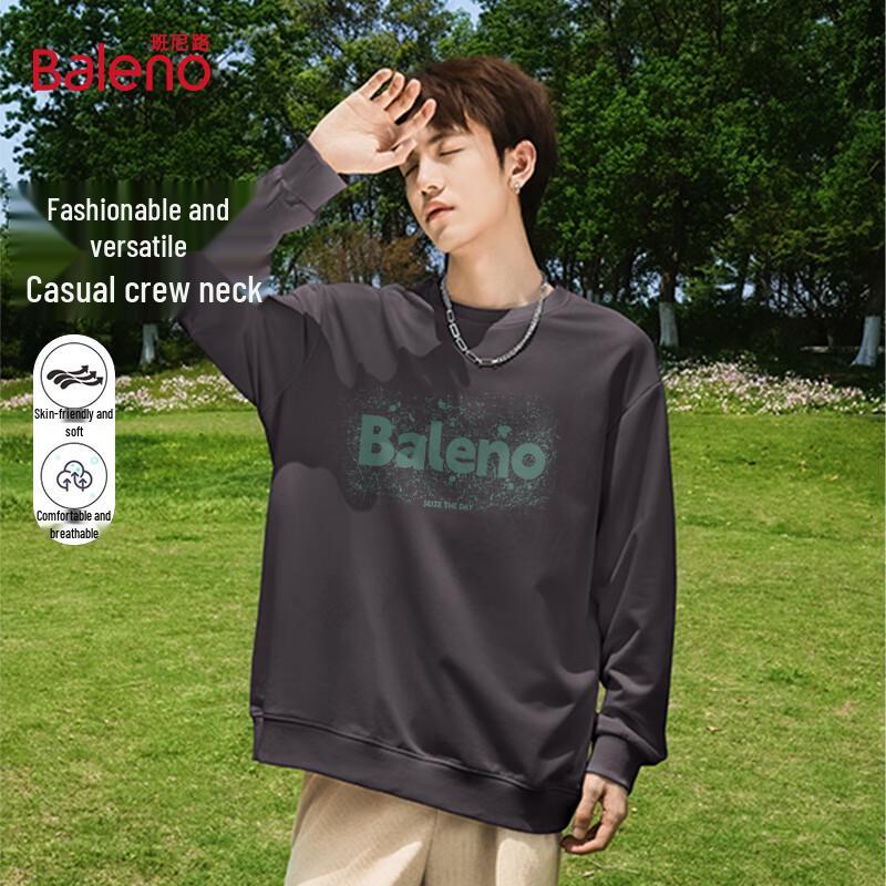 Baleno Men's Heavyweight Round Neck Logo Print Sweatshirt