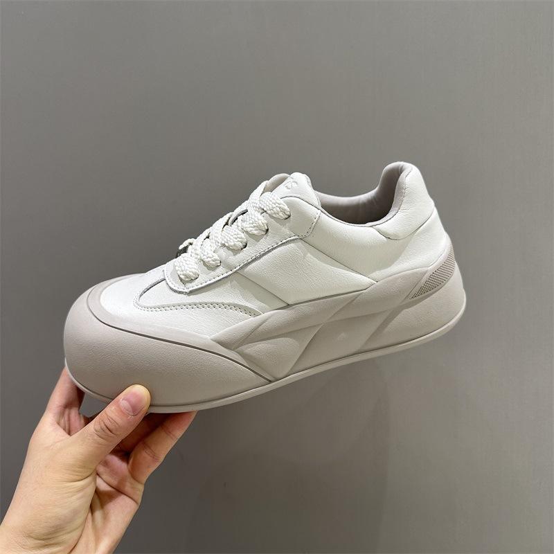 

Женские удобные новые уродливые туфли-хлебушки на толстой подошве с увеличенной высотой - Белые спортивные повседневные туфли на платформе без шнуровки 40 белый